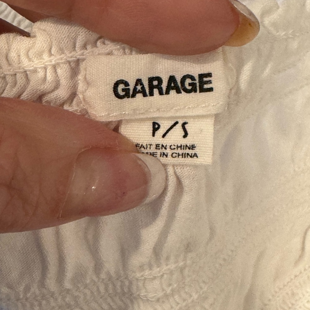 Garage White Ruched Smocked Crop Top Bra Top S Boho - Picture 5 of 6